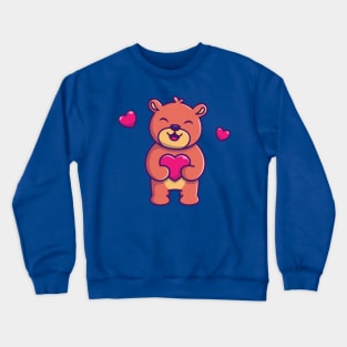 Cute Teddy Bear Holding Love Cartoon Crewneck Sweatshirt